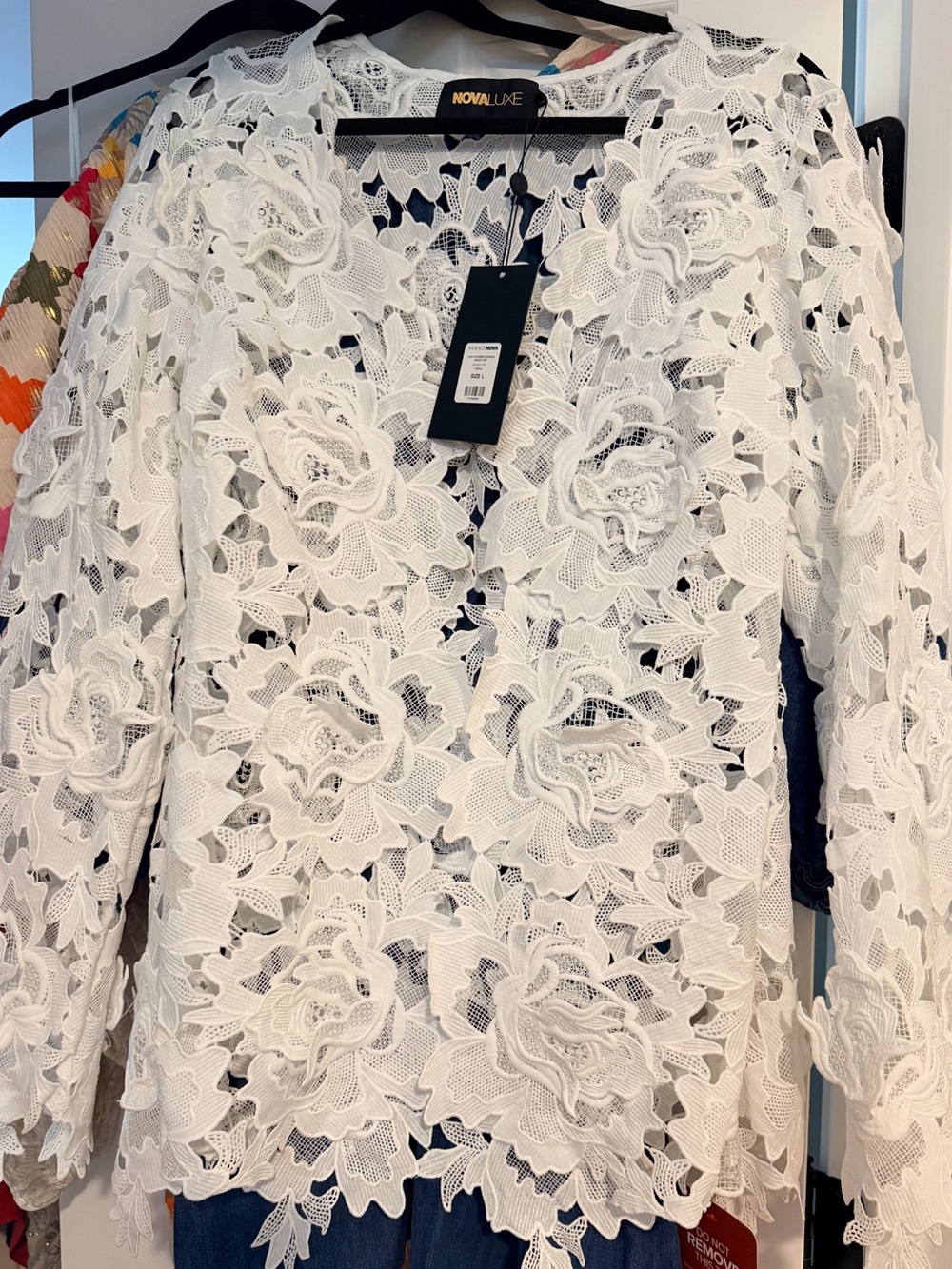 Fashion Nova White Floral Lace Blazer and Matching High Waist Short Set